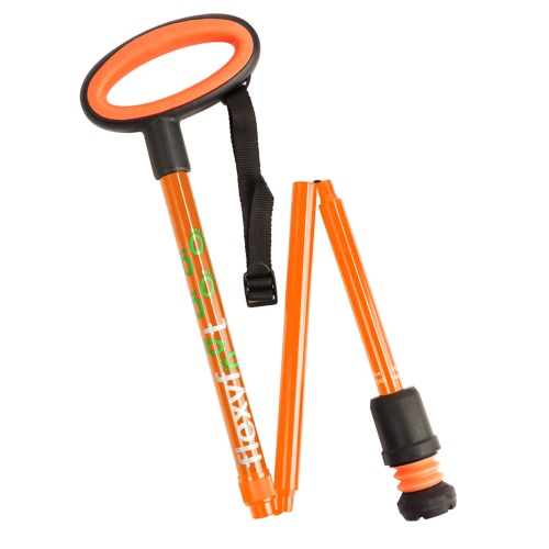 Flexyfoot Oval Handle Folding Walking Stick - Orange